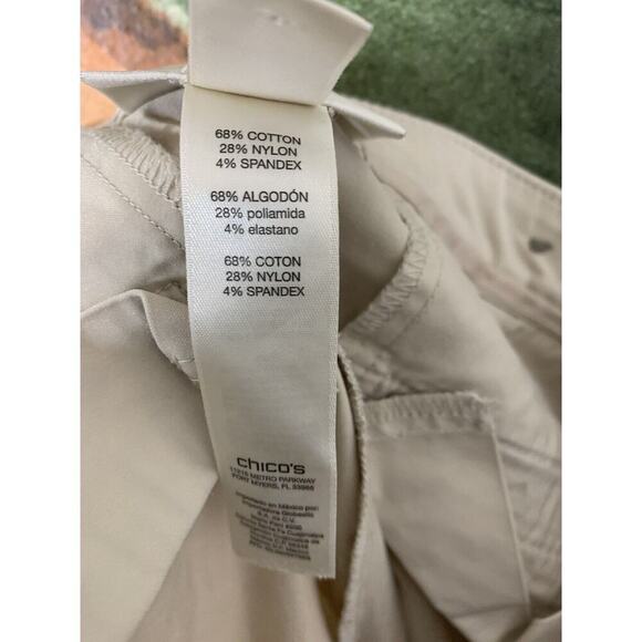 Chicos Size 2 US Large Crop Khaki Cotton Blend Pants - Picture 2 of 7